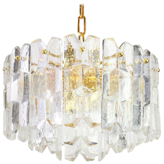 Austrian Gilt Brass Crystal Glass Palazzo Light Fixture from Kalmar, 1970