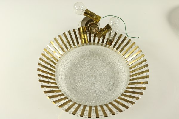 Austrian Glass, Brass, and Diamond Cut Acrylic Glass Ceiling Lamps, 1950s, Set of 2-FUP-658881