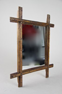 Austrian Hand-Carved Tramp Art Wall Mirror, 1870-TQA-1322023