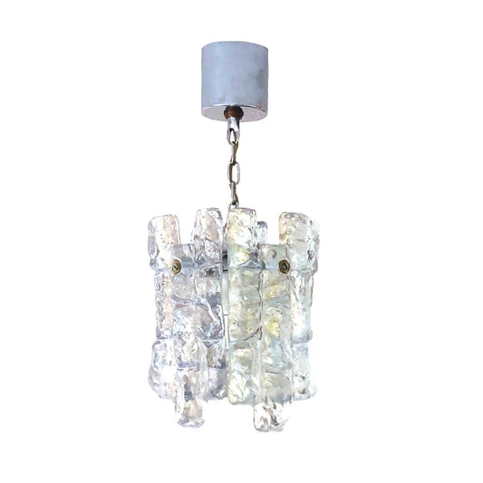 Austrian ''Ice-Glass'' Ceiling Lamp from Kalmar, 1970s