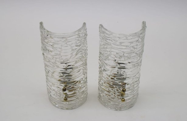 Austrian Ice Glass Sconces from Kalmar, 1950s, Set of 2-KQB-733002