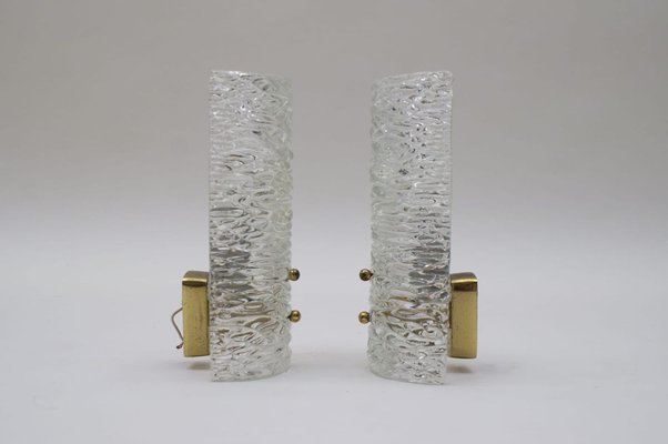 Austrian Ice Glass Sconces from Kalmar, 1950s, Set of 2-KQB-733002