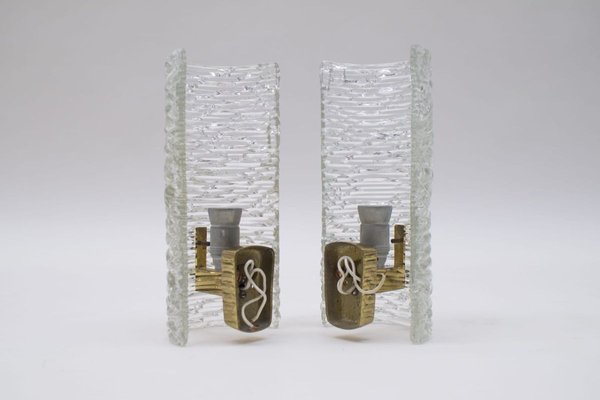 Austrian Ice Glass Sconces from Kalmar, 1950s, Set of 2-KQB-733002