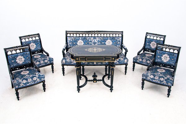 Austrian Living Room Set by Hans Makart, First Half of the 19th Century, Set of 8-BXB-1275816