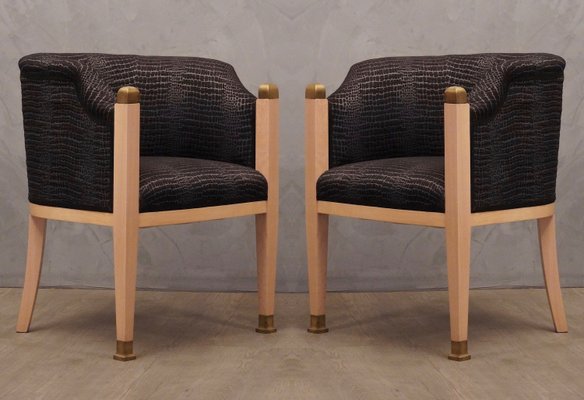 Austrian Maple and Brass Armchairs, 1940s, Set of 2-UH-869168