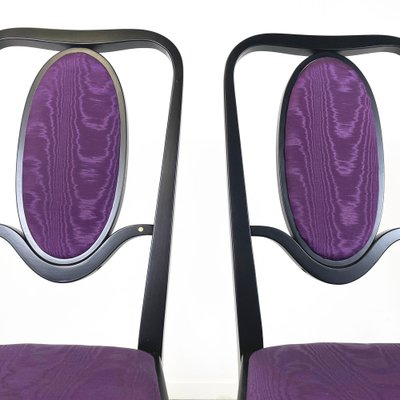 Austrian Modern Chairs 414 in Black Wood & Purple Fabric attributed to Kammerer Thonet, 1990s, Set of 3-GDD-1740087