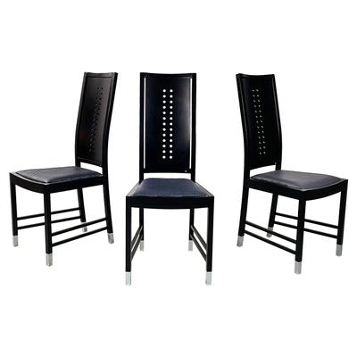 Austrian Modern Chairs in Black Wood attributed to Ernst W. Beranek for Thonet, 1990s, Set of 3-GDD-1741984