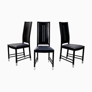 Austrian Modern Chairs in Black Wood attributed to Ernst W. Beranek for Thonet, 1990s, Set of 3-GDD-1741984