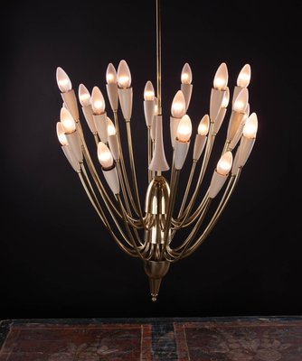 Austrian Monumental Sputnik Chandelier in Enamel & Brass from Kalmar, 1950s-DEK-932701