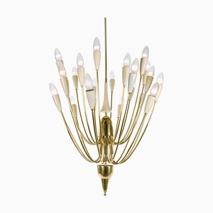 Austrian Monumental Sputnik Chandelier in Enamel & Brass from Kalmar, 1950s-DEK-932701