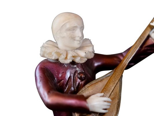 Austrian Pierrot with Lute Sculpture by G. Danzmann, 1900s-CXC-1229064