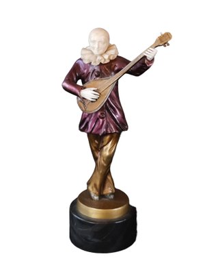 Austrian Pierrot with Lute Sculpture by G. Danzmann, 1900s-CXC-1229064