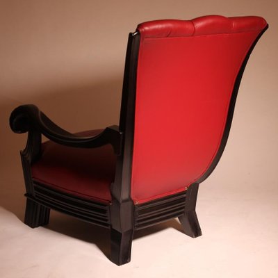 Austrian Red Leather Armchairs Attributed to Otto Prutscher, Set of 2-MH-856990