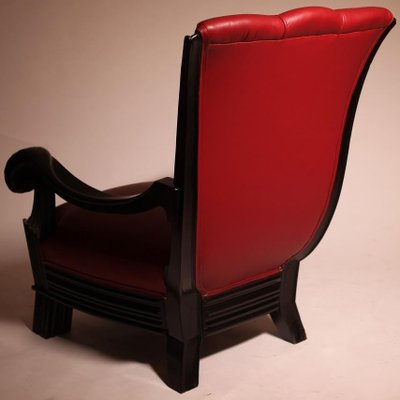 Austrian Red Leather Armchairs Attributed to Otto Prutscher, Set of 2-MH-856990