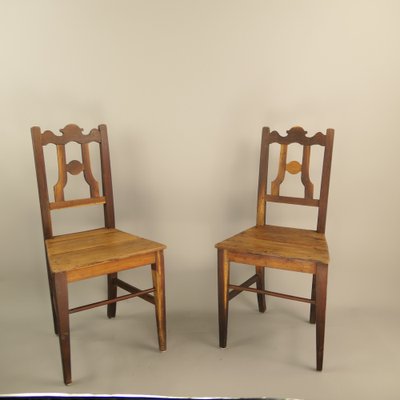 Austrian Rural Plum Wood Chairs, 1820s, Set of 2-KDB-1737107