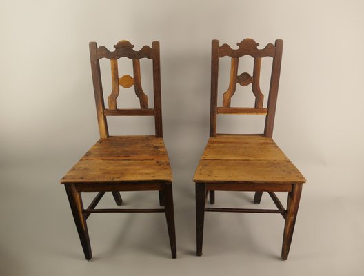 Austrian Rural Plum Wood Chairs, 1820s, Set of 2-KDB-1737107