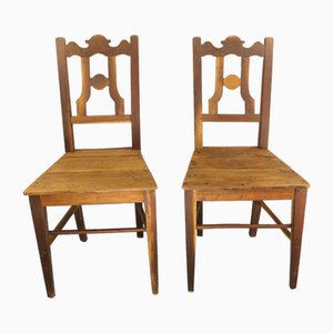 Austrian Rural Plum Wood Chairs, 1820s, Set of 2-KDB-1737107