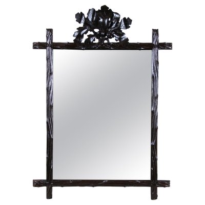 Austrian Rustic Black Forest Mirror with Acorn Leaves Carvings, 1870-TQA-1322001