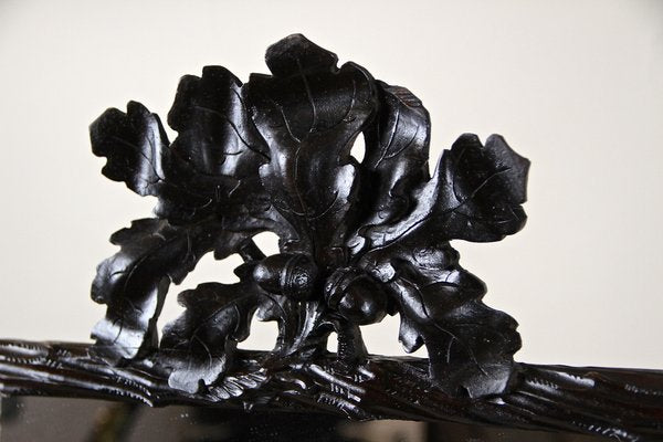 Austrian Rustic Black Forest Mirror with Acorn Leaves Carvings, 1870-TQA-1322001