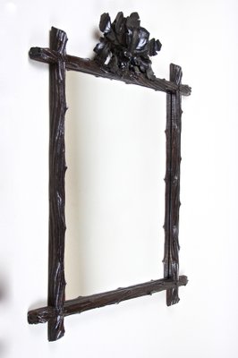 Austrian Rustic Black Forest Mirror with Acorn Leaves Carvings, 1870-TQA-1322001