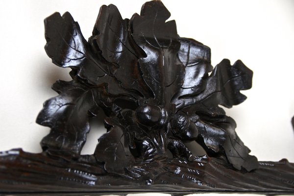 Austrian Rustic Black Forest Mirror with Acorn Leaves Carvings, 1870-TQA-1322001