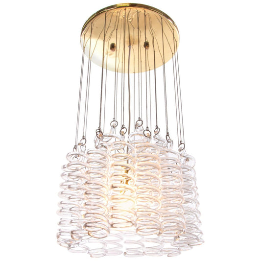 Austrian Spiral Cascade Chandelier in Murano Glass & Brass from Kalmar, 1960s