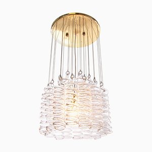 Austrian Spiral Cascade Chandelier in Murano Glass & Brass from Kalmar, 1960s-DEK-932410