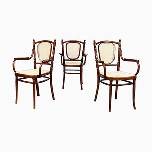 Austrian Straw and Wood Chairs from Thonet, 1900s, Set of 3-GDD-1416752