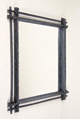 Austrian Tramp Art Wall Mirror with Chip Carvings Basswood, 1880s-TQA-1322108