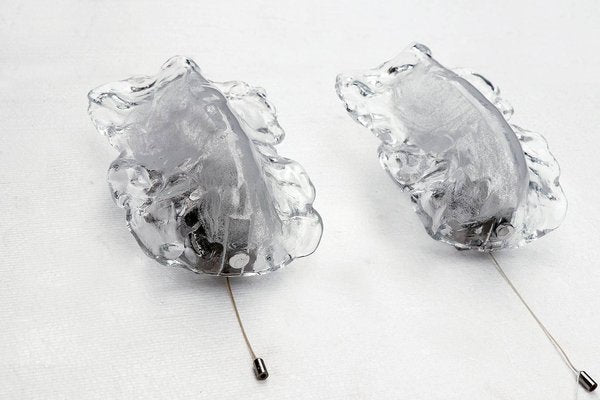 Austrian Wall Sconces in Frosted Murano Glass & Chrome, 1960s, Set of 2-DEK-932493