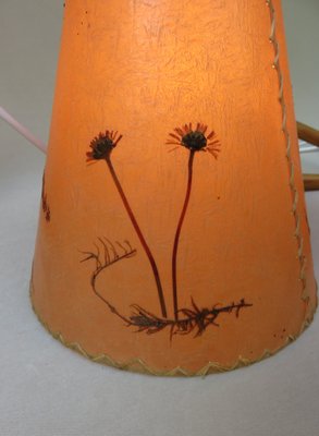 Austrian Wood and Floral Parchment Cascade Ceiling Lamp, 1960s-EY-706364