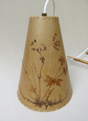 Austrian Wood and Floral Parchment Cascade Ceiling Lamp, 1960s-EY-706364