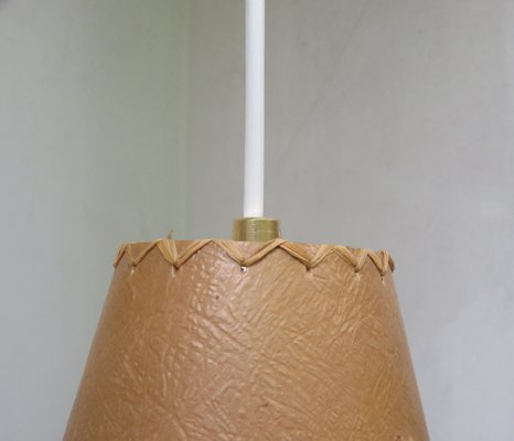 Austrian Wood and Floral Parchment Cascade Ceiling Lamp, 1960s-EY-706364