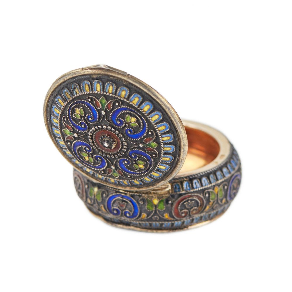 Austro-Hungarian Cloisonne Enamel Silver Snuffbox