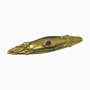 Austro-Hungarian Golden Brooche, 1890s-UCH-1783158