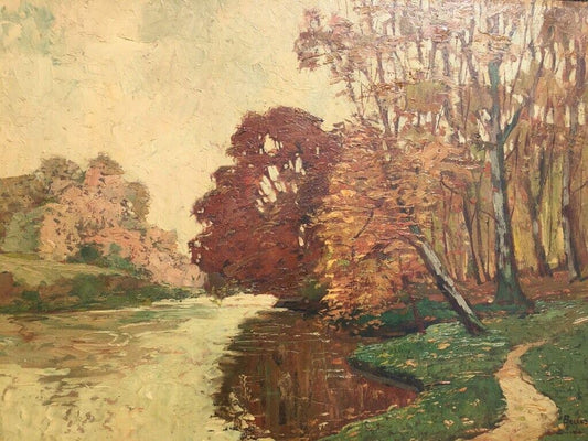 Autumnal Stream, Oil on Plywood