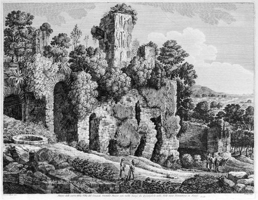 Avanzi delle rovine della Villa... - Original Etching by L. Rossini - 1826 1826-ZCI-760302