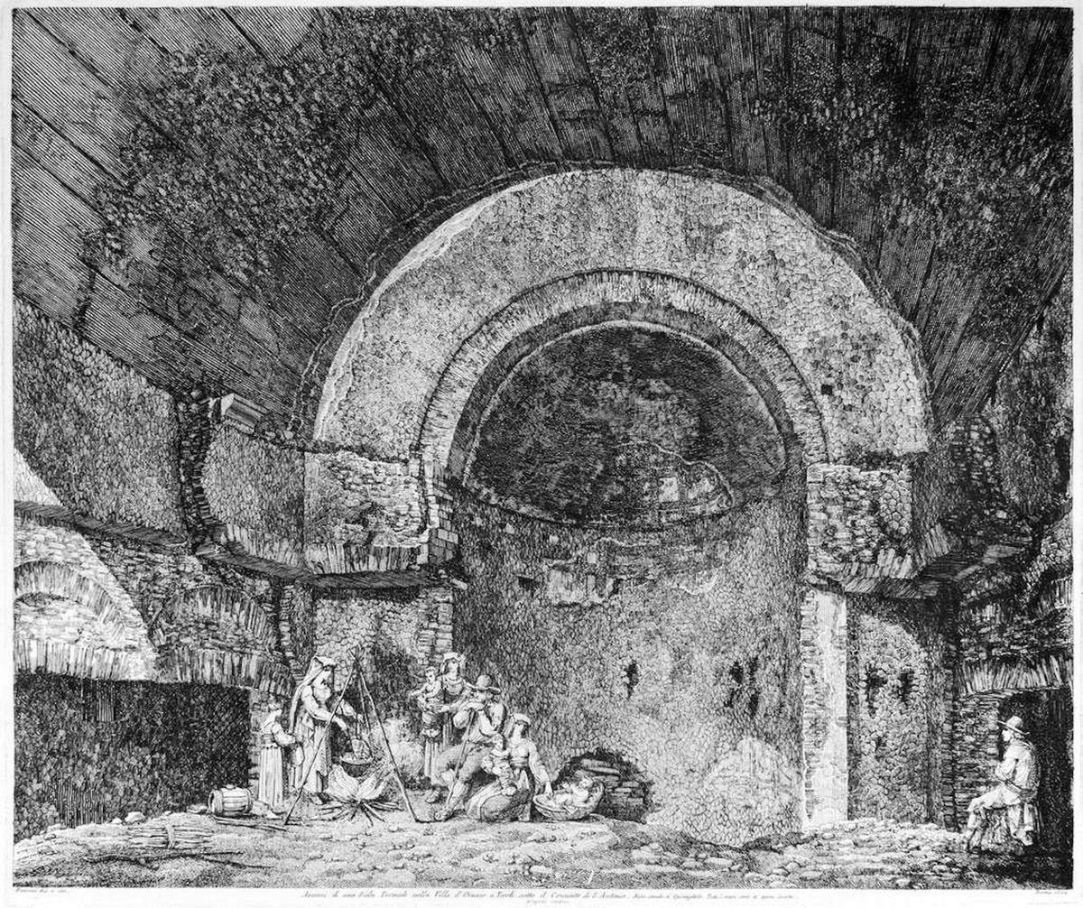 Avanzi di una Sala Termane... - Original Etching by L. Rossini - 1824 1824