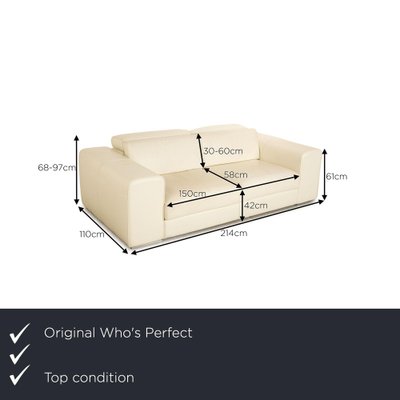 Avenue Leather Two Seater Cream Sofa from Who's Perfect-RQW-1794983