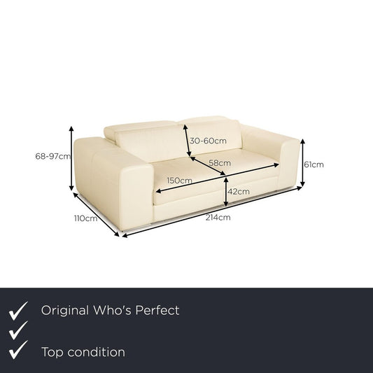 Avenue Leather Two Seater Cream Sofa from Who's Perfect