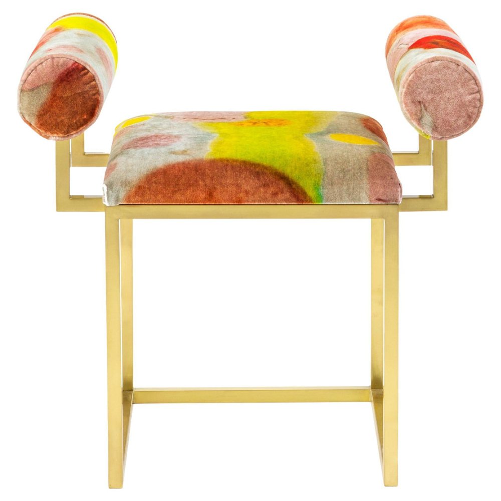 Awaiting H Stool in Printed Velvet by Coralla Maiuri and Giorgia Zanellato for Secondome Edizioni