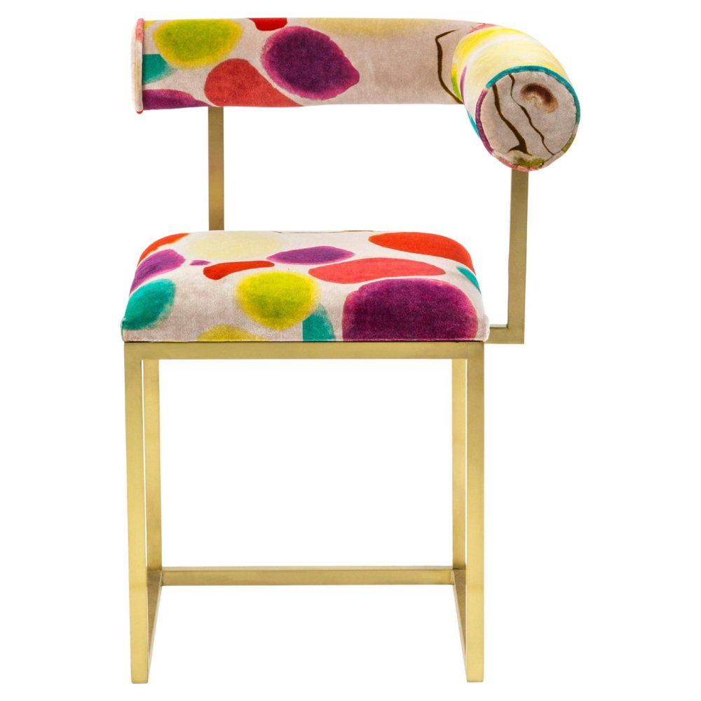 Awaiting L Stool in Printed Velvet by Coralla Maiuri and Giorgia Zanellato for Secondome Edizioni