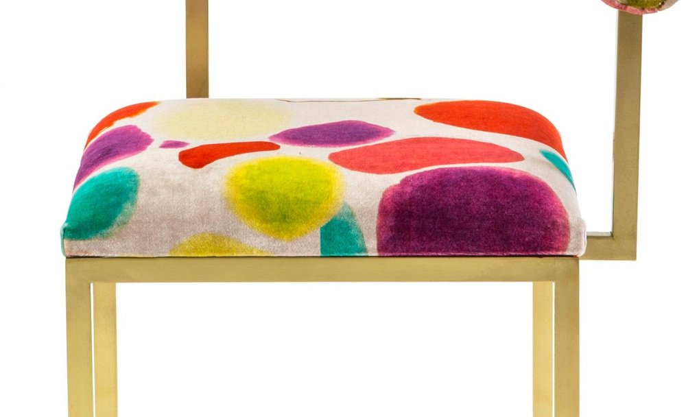 Awaiting L Stool in Printed Velvet by Coralla Maiuri and Giorgia Zanellato for Secondome Edizioni