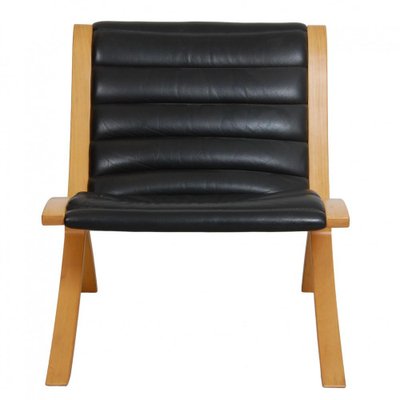 Ax Armchair in Black Leather by Peter Hvidt & Orla Mølgaard, 1970s-MTD-1805056