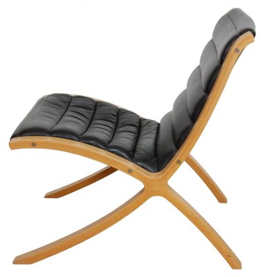 Ax Armchair in Black Leather by Peter Hvidt & Orla Mølgaard, 1970s-MTD-1805056