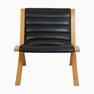 Ax Armchair in Black Leather by Peter Hvidt & Orla Mølgaard, 1970s-MTD-1805056