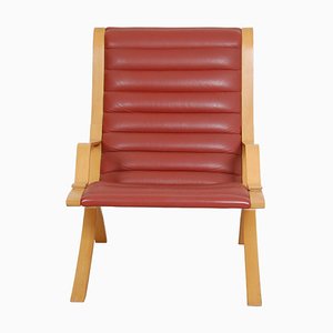 Ax Armchair in Red Leather by Peter Hvidt & Orla Mølgaard, 1970s-MTD-1805055