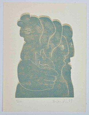 Axel Hartenstein, Figures, Original Linocut, Mid 20th-Century-ZCI-1277278