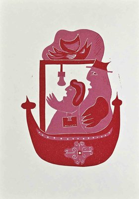 Axel Hartenstein, Nobles On Gondola, Screenprint, Mid 20th Century-ZCI-2025084