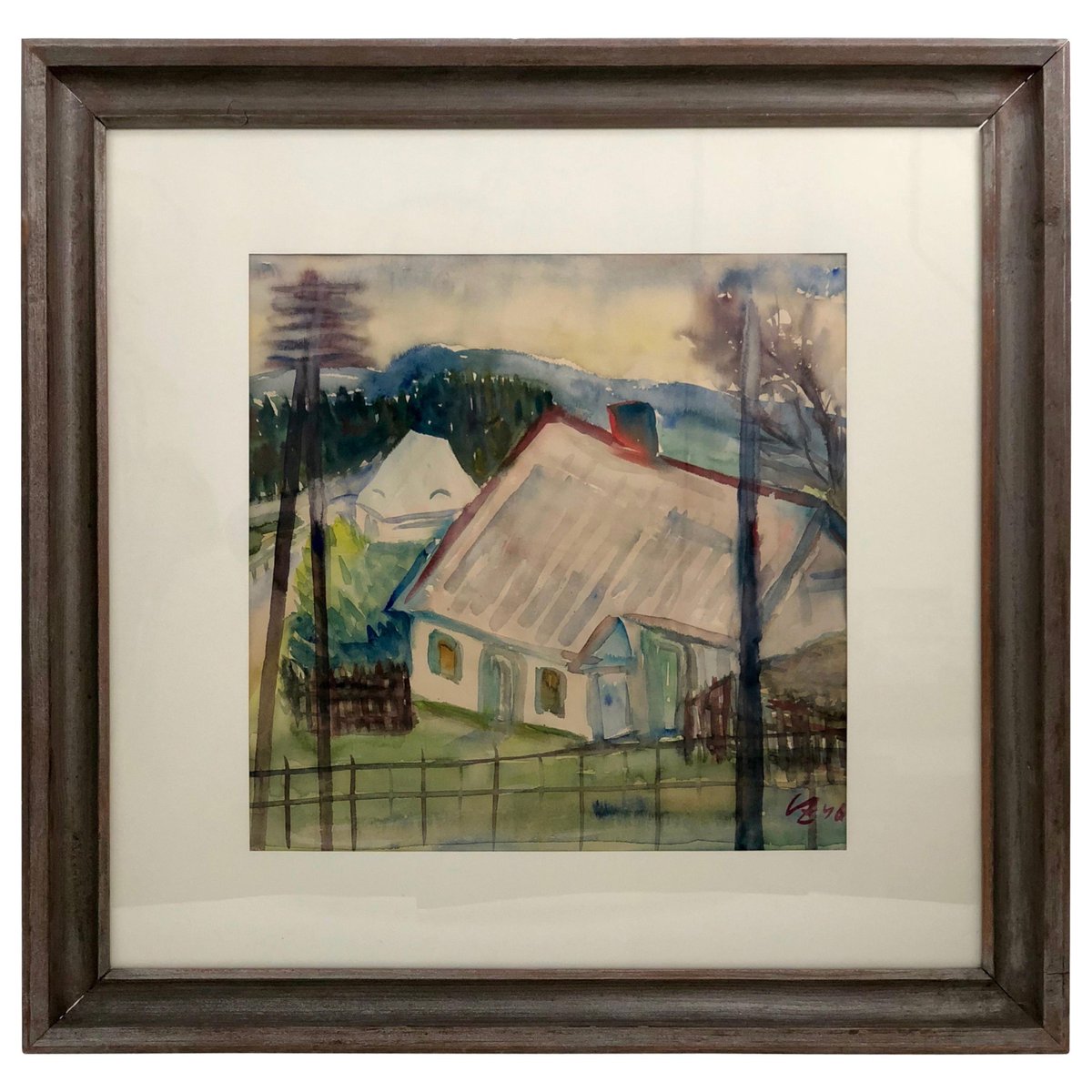 Axl Leskoschek, Mid-Century Water Color with Original Frame, 1946